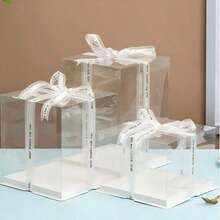 Caja de regalo transparente y a prueba de polvo para fiestas, de una sola capa, de doble capa, de triple capa para almacenamiento y exhibición, exhibición transparente, almacenamiento a prueba de polvo, empaque decorativo, desmontable, aumenta el espacio, material, almacenamiento de regalos - Blanco - Ver 18