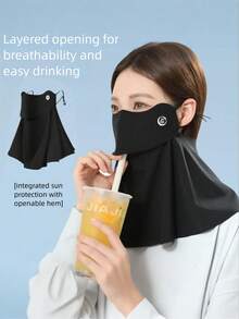 1 pieza Máscara de protección solar de cara completa para mujer, sombrilla para ciclismo al aire libre, protección UV, con protección de malla para los ojos, bebida conveniente, diseño 3D, adecuado para actividades al aire libre, protección solar, ciclismo, conducción, accesorio de verano - Multicolor - Ver 10