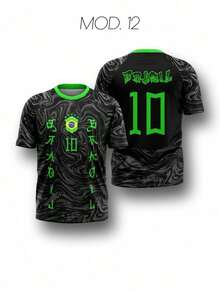 Brazil Men's DryFit Shirt, Sports Shirt, Soccer Streetwear, World Cup T-Shirt - MOD 12 - Xem 1