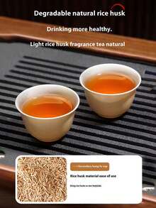 50pcs Thickened And Durable Small Teacups, High-End Outdoor Rice Husk Tableware For Home And Commercial Use, Wine Glasses, Teacups, And Festive And Party Tableware. Heat Resistant For Home/Party/Picnic/Teahouse/Bar/Entertaining Guests. - Multicolor - View 3