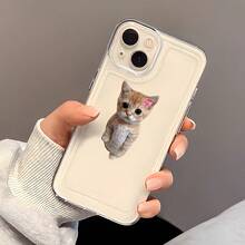 猫咪图案极简镜头保护软壳，可爱蝴蝶结小猫咪造型，兼容 16 Pro Max、17/16/15/14 Plus、13/12/11、Air 系列 - 彩色 - 查看 5