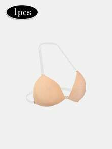1pc Women's Summer Triangle Adhesive Bra, Invisible Comfortable Seamless Fit With Good Coverage, Includes Transparent Shoulder Straps, Suitable For Wedding Dress Photography - Multicolor - View 10