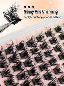 96/88 Clusters Individual Wet Look Lashes, D Curl Faux Mink Lashes, Wet Look Manga Lashes, Messy Effect, Daily Wear, Natural Makeup, Suitable For Daily Wear - D - View 6