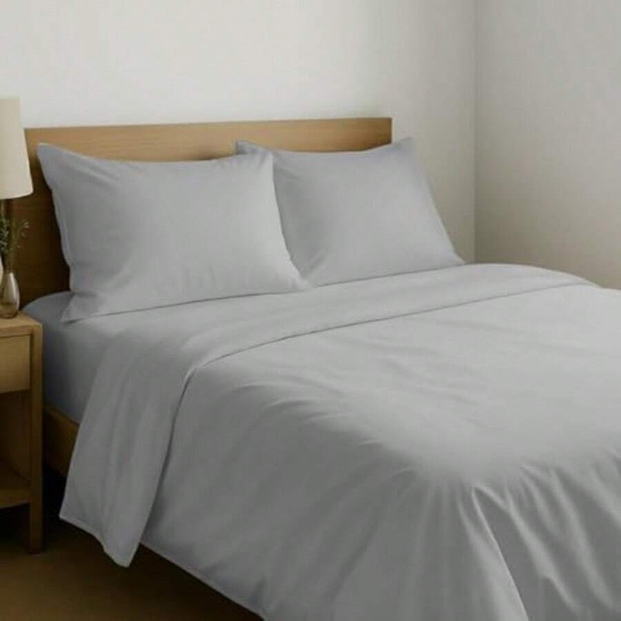 California Design Den Juego de sábanas tamaño King - Sábanas de algodón 100% Natural tamaño King con Bolsillos Profundos Tejido Satinado Suave Transpirable y Duradero Gris Claro - 03 Gris claro - Ver 1