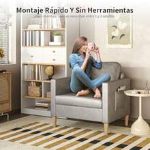 Sillon IndividualSillones para Sala Tela Sillón Tapizado Moderno Silla de Lectura Adecuada para Dormitorios Apartamentos Estudios y Oficinas en Espacios Pequeños. Gris - Gris - Ver 8