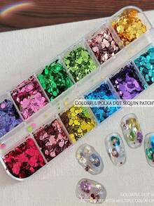 Decoraciones de arte de uñas con lentejuelas florales de 12 cuadrículas de colores mixtos, purpurina redonda colorida de verano adecuada para arte de uñas DIY, accesorios de arte de uñas 3D adecuados para uñas acrílicas, regalos de decoración de arte de uñas para fiestas de vacaciones de mujeres y niñas - Multicolor - Ver 7