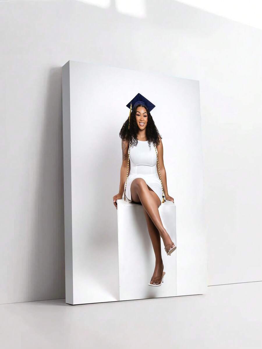 1pc Customized Canvas Wall Art, Personalized Frameless Poster, Custom Canvas Painting, Personalized Commemorative Photo Print For Wedding And Graduation