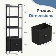4/5 Tiers Bookshelf, Classically Modern Book Shelf, Book Rack, Storage Rack Shelves In Living Room/Home/Office, Books Holder Organizer For Books/Movie - màu đen - Xem 5