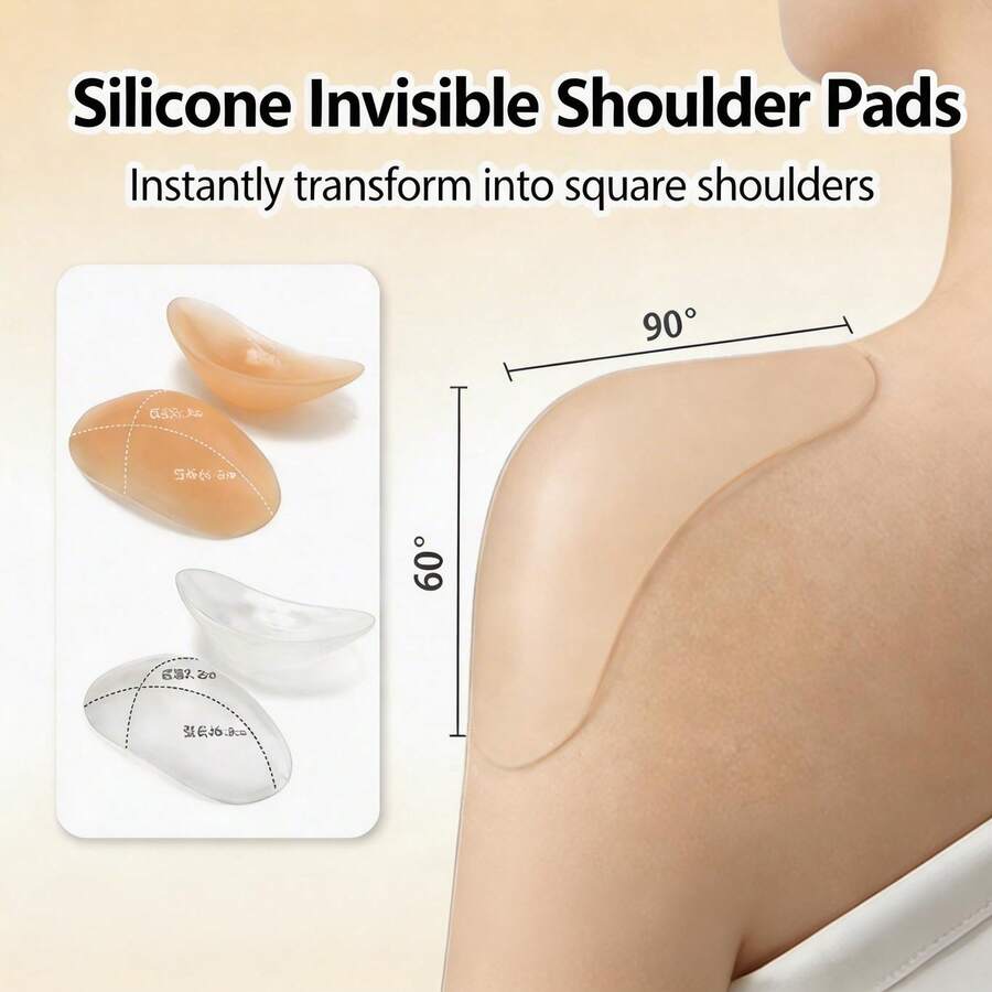 1 miếng độn vai silicon trong suốt/màu da, trọng lượng nhẹ 70g, không đường may, giúp nâng vai thẳng, không lộ đường nối, phù hợp cho cả nam và nữ, dùng được cho vest, áo khoác, áo khoác lông vũ, có thể tái sử dụng. - Nhiều màu - Xem 1