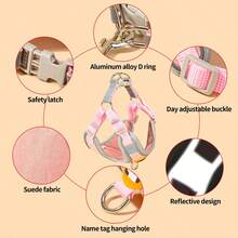 1pc Polyester Breathable & Comfortable Pet Leash, Suitable For Small Breeds Like Teddy & Poodle When Going Out - Pink - View 3