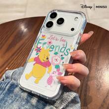 Miniso 迪士尼小熊维尼“让我们成为朋友”手机壳，适用于 iPhone 17/17 Pro/17 Pro Max/17 Air/16/15/14/13/12/11/X 系列，iPhone 17 Pro Max 手机壳，iPhone 17 Pro 手机壳，iPhone 17 手机壳，圣诞礼物，送给女朋友 - 無色 - 查看 5