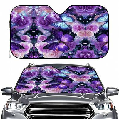 Tấm che nắng ô tô in hình bướm, làm từ sợi polyester, dễ lắp đặt, phù hợp với nhiều dòng xe, chống tia UV và đảm bảo sự riêng tư, giữ cho xe mát mẻ, có thể gấp gọn để dễ dàng cất giữ.