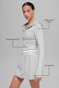 Alo Yoga Sway Full Zip Hoodie Snug Fit Women's Athletic Heather Grey W3980r - 灰色 - 查看 2