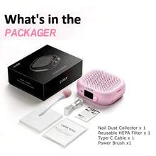专业迷你美甲粉尘收集器 - 6000转/分钟强劲吸力美甲粉尘清洁机，静音运行，适用于美甲沙龙和家庭使用，配备除尘刷，10档速度可调，低噪音高吸力，可重复使用滤网 - 粉色 - 查看 11