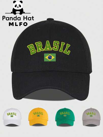 MLFO BRASIL Flag Print Soft Top Baseball Cap, Adjustable Sports Dad Hat, Y2K Style Sun Hat, Unisex, Suitable For Casual, Daily, Vacation, Travel