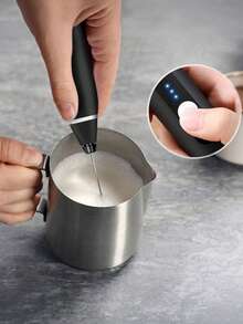 1pc Rechargeable Wireless Milk Frother, Detachable 304 Stainless Steel Whisk Heads, Suitable For Whipping Cream And Eggs, Essential Baking Tool For Home And Travel - Multicolor - View 5