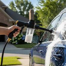 High Pressure Foam Cannon, Multi-Function Car Wash Water Gun With Foam Bottle, Sturdy Long Handle Adjustable Nozzle, Thick Foam Strong Decontamination, Quick Connect, No Battery Required - View 7