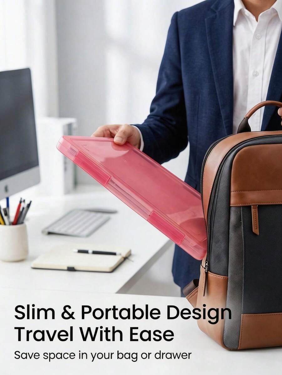 CHIGO 1/3pcs A4 Size File Box, Transparent Plastic With Buckle Seal Design, Suitable For Office & School, Portable File Folder, Desktop Stationery Protective Box, File Storage Box, Certificate Storage Box, High Capacity Paper Storage Box, A4 File Box, Buckle Seal File Box, Portable File Folder Box