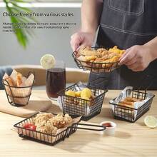 炸薯条篮、炸鸡篮、炸物拼盘、炸鸡餐具、炸鸡翅和炸小吃篮 - 黑色 - 查看 4
