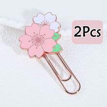 1/2/3pcs Creative Metal Bookmarks, Elegant Sakura Flower Bookmarks, Multicolor Floral Bookmarks, Study Stationery Reading Accessories Premium Metal Bookmark Set Featuring Sakura Motif With Colorful Enamel Accents For Journals, Planners, And Notebooks; Enhances Reading Focus And Organization; Ideal Gift For Book Lovers, Students, And Office Desk Decor; Durable, Stylish, And Timeless For Everyday Use - Multicolor - View 15