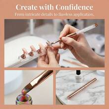1 pièce Pinceau pour nail art en métal acrylique 3D couleur or rose, tête ronde, stylo de peinture de gel UV. Pinceau pour extension d'ongles avec liquide et poudre. Convient pour les salons de manucure et les passionnés de nail art afin de créer des ongles personnalisés. Stylo de peinture de gel pour ongles, outil DIY, convient aux débutants et aux professionnels. - Doré - Voir 6