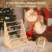 Wooden Multi-Layer Ribbon Storage Rack, Sewing Tape Roll Handmade Colorful Ribbon Display Stand, Desktop Planner Washi Tape Roll Organizer, Craft Supplies, Suitable For Back To School, Christmas - One Size - View 13