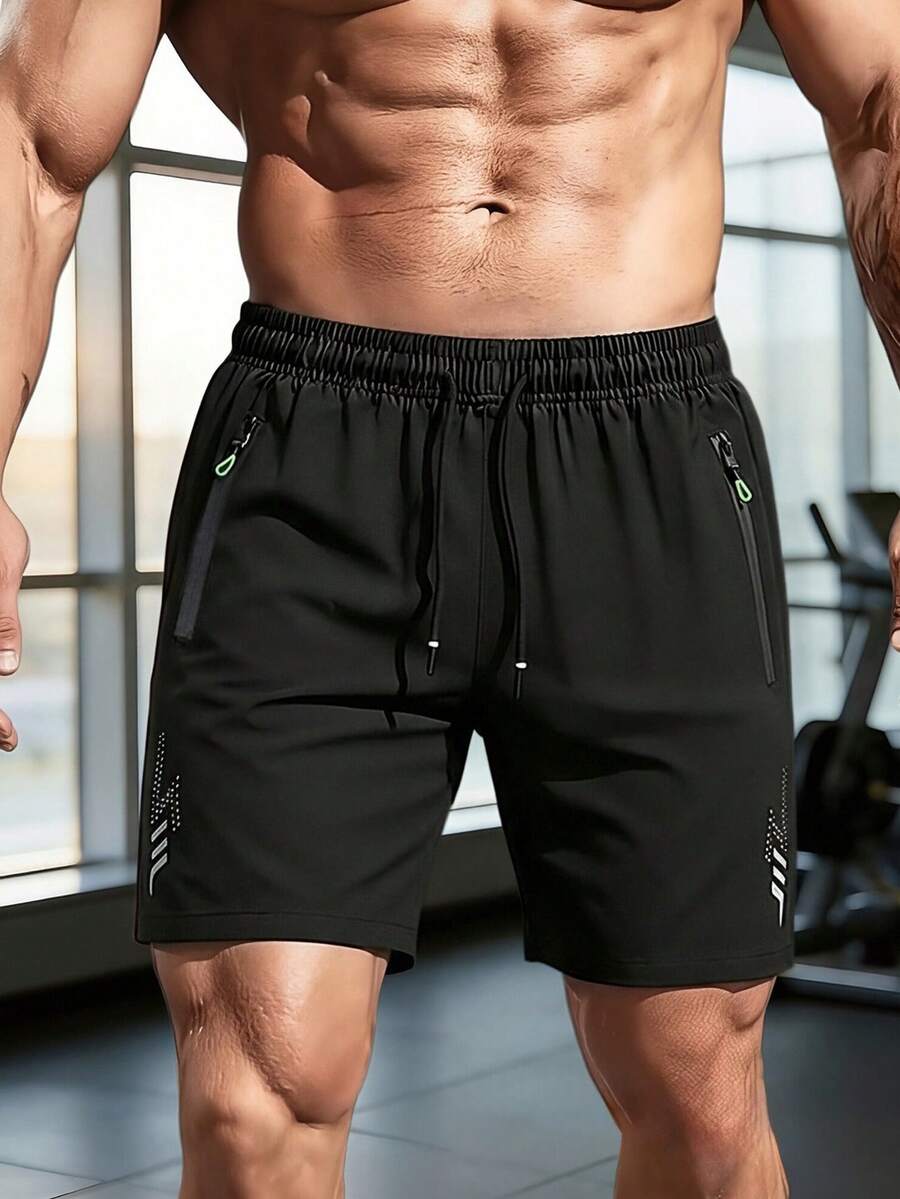 Men's Lightweight Sports Shorts, Casual Fashionable Outdoor Quick-Dry Bermuda Shorts - Black - View 1