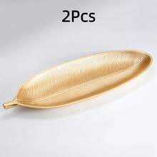 Gold Leaf Pineapple Feather Shaped Wooden Tray - Multipurpose Decorative Tray, Suitable For Home And Party Decor, Unisex Christmas Gift - Gold - View 23