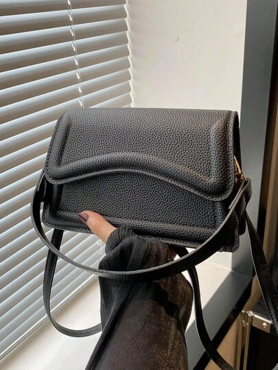 1pc Litchi Grain Flap Women's Handbag, Suitable For Ladies' Outing, Dating, Commuting, All-Season Use