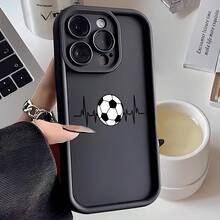 Football Heartbeat Phone Case, Minimalist Football Design, Matte Black Shockproof Soft Case With Raised Camera Protection, World Cup Football Fan Gift, Unisex Aesthetic, Full Body Protective Case Compatible With Samsung Galaxy A/S/FE/Plus/Ultra, Pro/Note/Poco X Hot/Play/Reno - Black - View 3