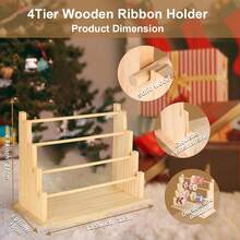 Wooden Multi-Layer Ribbon Storage Rack, Sewing Tape Roll Handmade Colorful Ribbon Display Stand, Desktop Planner Washi Tape Roll Organizer, Craft Supplies, Suitable For Back To School, Christmas - One Size - View 7