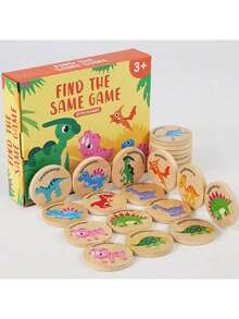 Juego de memoria para niños: Juguetes de madera de entrenamiento de memoria y enfoque con dinosaurios y animales del bosque - Multicolor - Ver 1