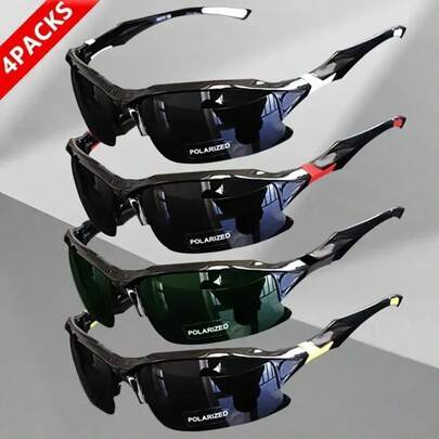4-Pack Outdoor Polarized Stylish Sports Glasses For Men & Women – Windproof, Perfect For Baseball, Running, Fishing, Golf & Driving