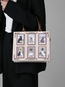 2025 High-End Fashion Summer New Women Handbag, Niche Design Tarot Card Diamond Tote Bag, Large Capacity Y2K Cute Cat Bag, Unique Handmade Embroidery Beaded Briefcase, Retro One Shoulder Tote Bag - 彩色 - 查看 6