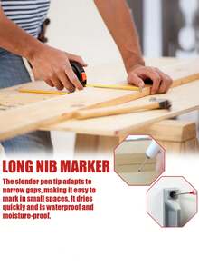 Long Tip Deep Hole Marking Pen, Multi-Color Waterproof Oil-Based Quick Drying Woodworking Marker - A - View 7