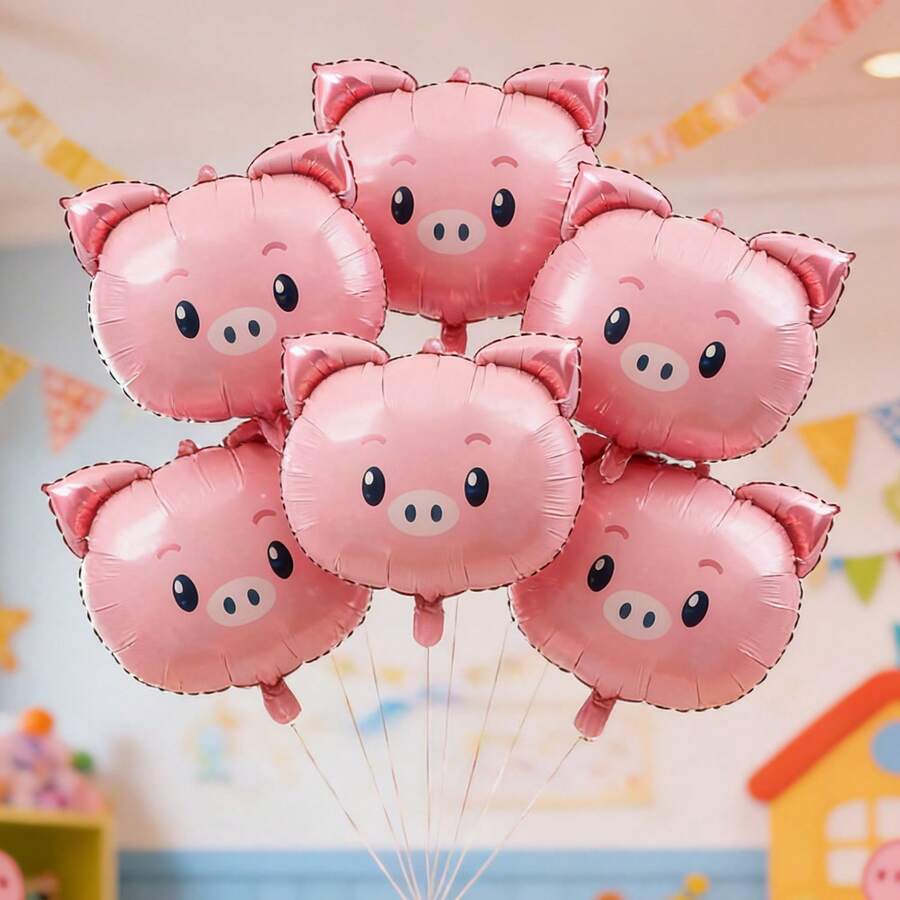 Balões Metalizados com Desenho de Cabeça de Porco Cartoon, Decoração ...