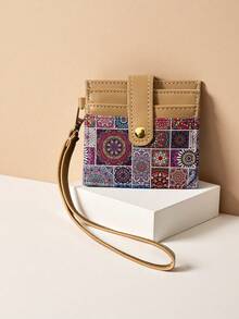Cartera de mujer con múltiples ranuras para tarjetas, estilo retro vintage con estampado floral de rosas y cuadros bohemios, con correa de muñeca. Cartera pequeña, linda, esencial de viaje, monedero de verano, regalo de cumpleaños, día de la madre, graduación, aprecio a maestros - Multicolor - Ver 14