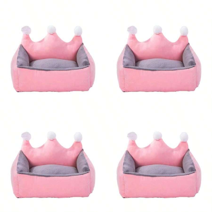 Lindas camas de princesa para mascotas con corona para perros pequeños lujosas camas de perro con corona de invierno cálido para cachorros gatos sofá cama Shih Tzu Yorkies perreras extraíbles para - XS Menos de 1,5 kg - Ver 1