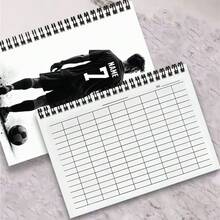 Caderno quadriculado versátil com tema de futebol, tamanho A5, 100 páginas/50 folhas. Ideal para trabalho, estudo, controle de frequência escolar, finanças e contabilidade da empresa, gestão de estoque, anotações de reuniões de negócios e diversas outras necessidades de registro. - Horizontal - Ver 2