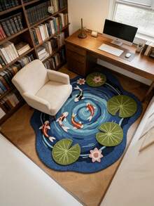 1pc 3D Lotus Pond Koi Carpet | Traditional Chinese Style Home Decor Mat With Water Lilies And Koi Fish, Polyester, 1200g Weight, 12.1mm Thickness, Suitable For Playrooms, Bedrooms, Living Rooms, Kitchens, Perfect Gift For Partners, Friends, Family - 02 - 查看 8