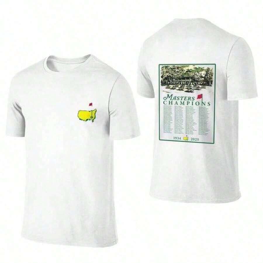 Graphic-Shirt Cotton Tees Size Plus,2024 Masters Tournament Augusta 90 Years Shirt, The Masters Golf Cup Tee For Men, Gifts For Men Casual Cotton Unisex Tee, Golf Tournament T-Shirt, Masters Golf T-Shirt ,Y2K,Oversized Shirt Men,Summer Tops - White - View 1