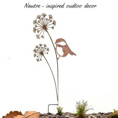 2026 Rust-Colored Acrylic Dandelion & Bird Stake Decor, Rustic Style Weather-Resistant Outdoor/Indoor Garden, Porch And Lawn Decoration, No Pool Needed, Easy Installation, Perfect Home Landscape Gift