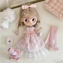Vestido de Princesa con Encaje y Diseño de Cielo Estrellado para Muñeca, Ropa de Dibujos Animados, Falda Colorida Tipo Pastel, Accesorios OB24 OB22 1/6 - Oso Verde - Ver 4