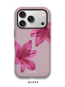 GIIPPA 1 Pc Phone 17 Pro Max Case With Pale Pink Base And Fuchsia Lily Pattern Design, Suitable For Phone 16 Pro Max, 15 Pro Max, 14 Pro Max, Korean Stylish And Interesting Phone Case, Compatible With 11/12/13/14/15/17 Pro Max Plus, Elegant Design Suitable For Both Men And Women, Ideal Gift For Girlfriend On Christmas, Valentine's Day, Easter, Wedding Season And Birthday - Multicolor - View 1