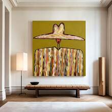 Quadro em tela com tema de cowboy do Velho Oeste (1 peça), estilo vintage de pintura a óleo campestre, cores vibrantes, arte abstrata, ideal para decoração de parede, grande peça de decoração artística sem moldura. - foto - Ver 4