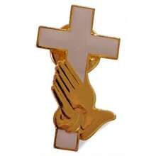 Praying Hands And Cross Religious Lapel Pin Or Hat Pin And Tie Tack Set With Clutch Back 3-Piece - như hình - Xem 3