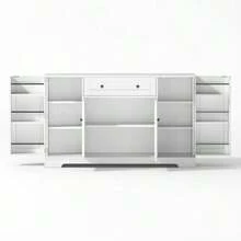 Buffet de cuisine multifonctionnel – Buffet de 138 cm avec tiroir, portes et étagères réglables – Design moderne avec dispositif anti-basculement, idéal pour la cuisine, le salon et la chambre - Blanc - Voir 8