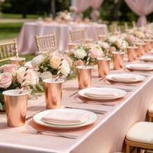 100pcs Rose Gold Striped Paper Straws, Wedding, Birthday, Holiday Celebration Party Supplies - Rose Gold Stripes - View 6
