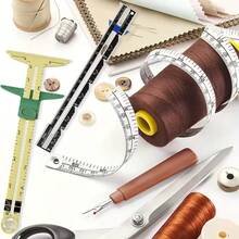 1 pieza Regla deslizante multifuncional, herramienta para medición industrial, costura y acolchado. Perfecta para usar en laboratorios para diseño, dibujo, manualidades y otros propósitos. Regla deslizante de costura versátil, regla de acolchado y patchwork de plástico duradero, herramienta de corte preciso y medición hecha a mano, regla deslizante de precisión - Multicolor - Ver 8