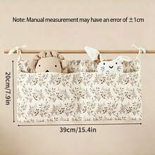 Yue Ye 1pc Cartoon Print Baby Crib Hanging Storage Bag, Bedside Organizer Basket For Baby Crib, Stroller - Multicolor - View 10